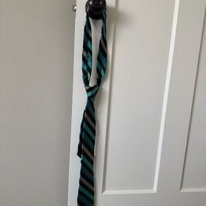 Striped Black and Teal Tie